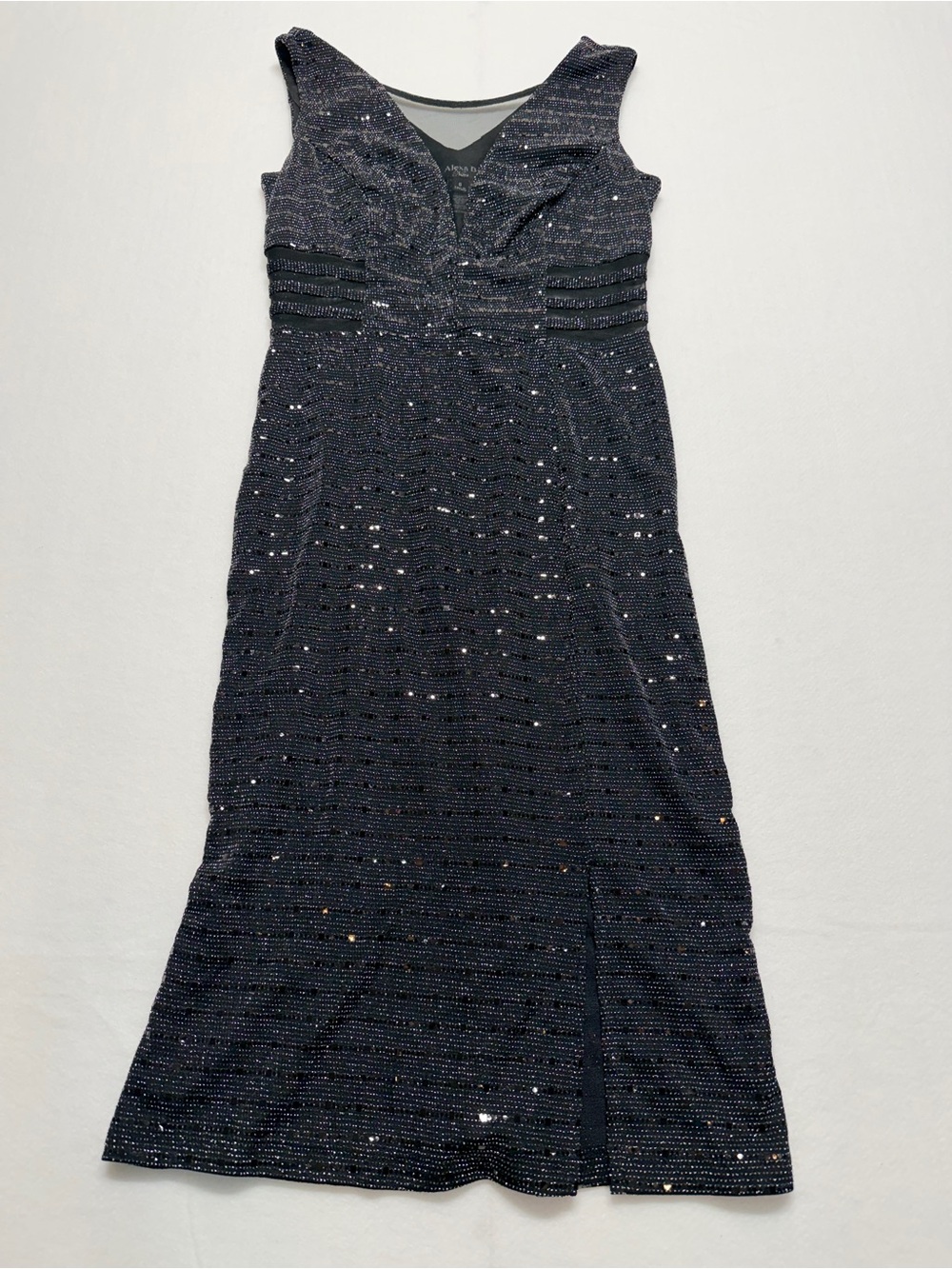Alexa B Nites Elegant Black Sequin V-Neck Evening Dress 6